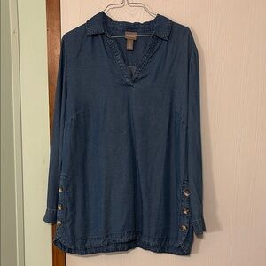 Chico's Indigo Denim Tunic Top Size 1